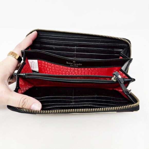 [Kate Spade] Neda Black Pebbled Leather Ace of Spades Zip Around Wallet *FLAW* - Picture 3 of 12